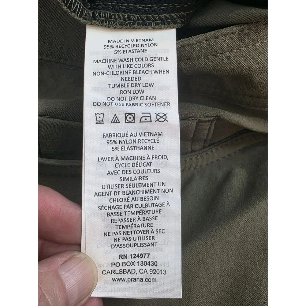 PrAna Brion Slim ReZion Pant II Pants Mens 42x32 Slate Green Hiking Outdoor NEW